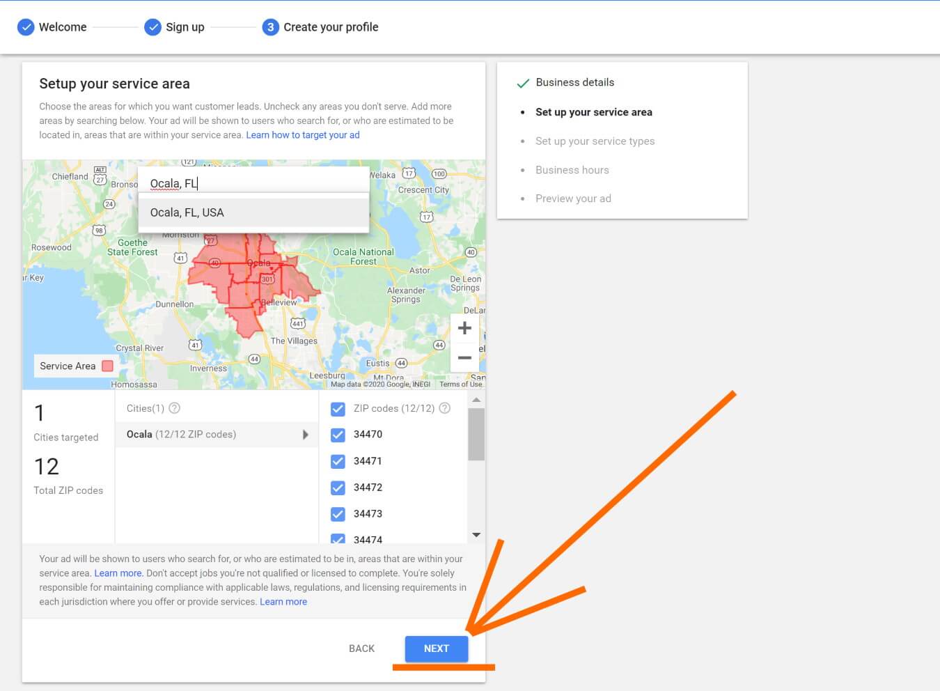 STEP 6 - Add your business location for Local Services by Google