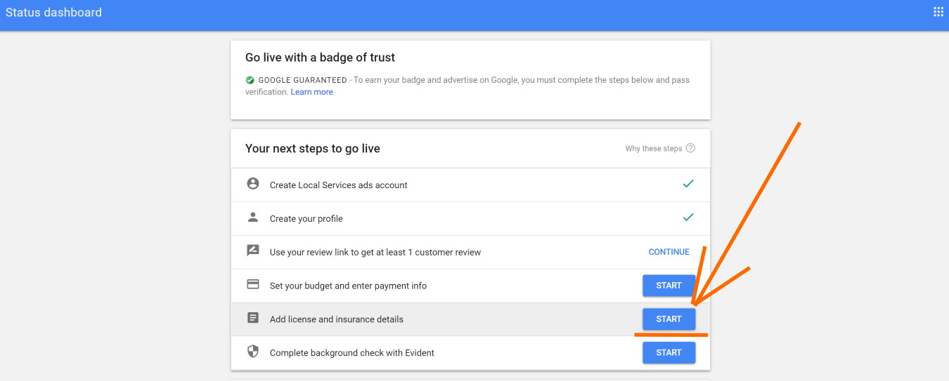 Step 15 - Add your business license and insurance details for your Local Services by Google Profile