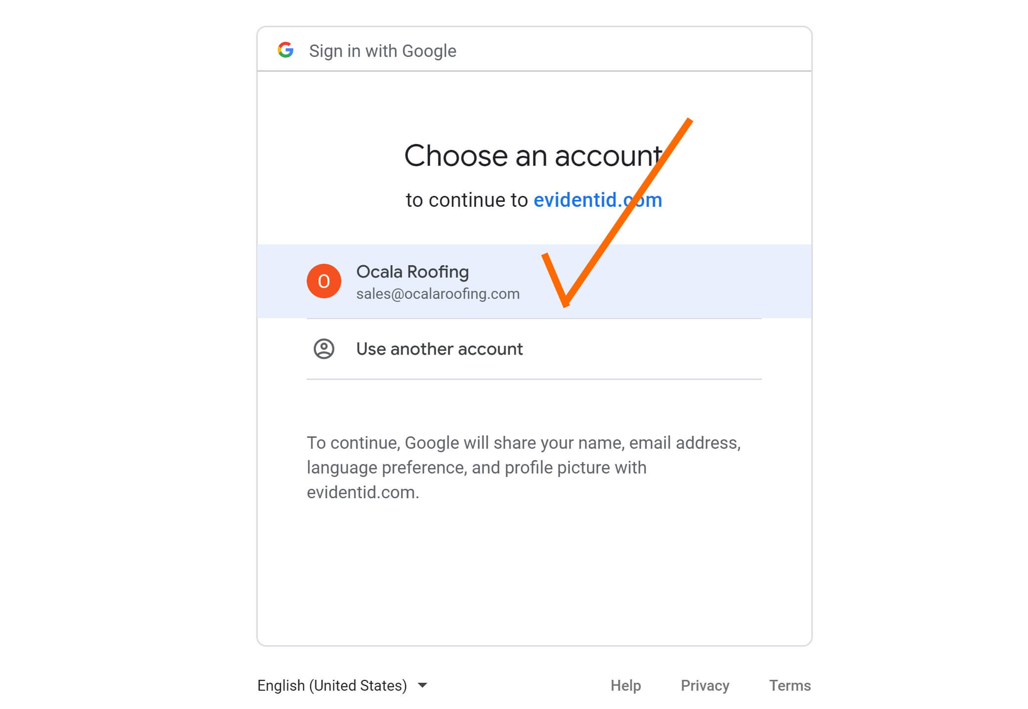 Step 20 - Sign in with your Google Account into Evident ID